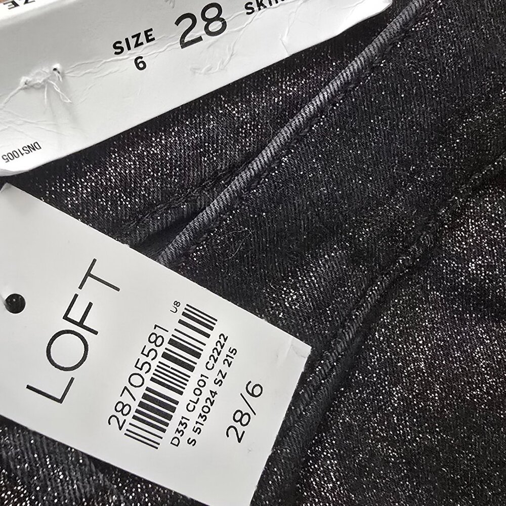 LOFT Shimmer Slim Pocket Skinny Jeans | Black Shimmer | NWT | Size 6/28 - Picture 8 of 11